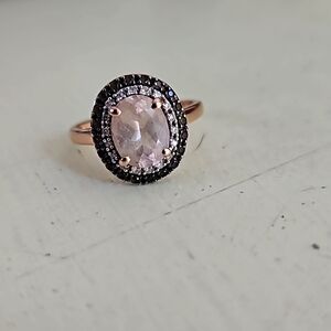 Morganite and black diamond ring 10k gold band